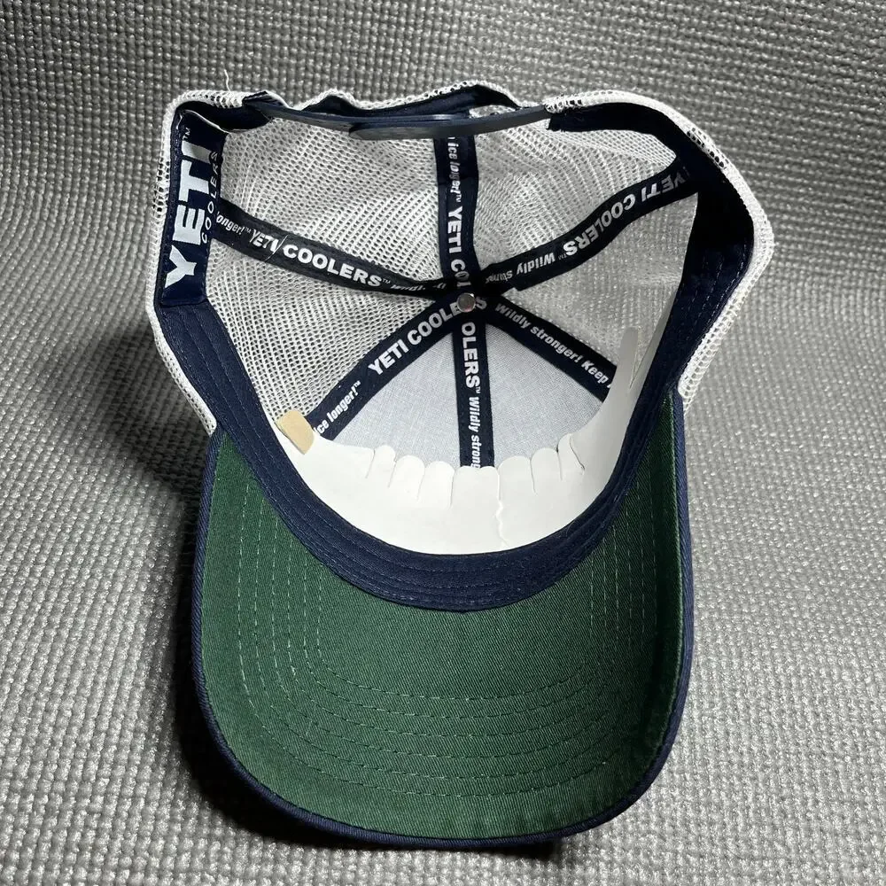 YETI Coolers Snapback Trucker‎ Hat Mens One Size Blue White Mesh Adjustable